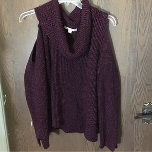 Boston Proper Glittery Burgundy Cardigan Sweater Size L